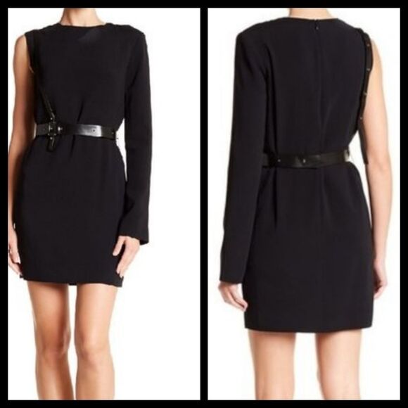 Helmut Lang Black One Sleeve Dress Size 10 NWT - Picture 1 of 7